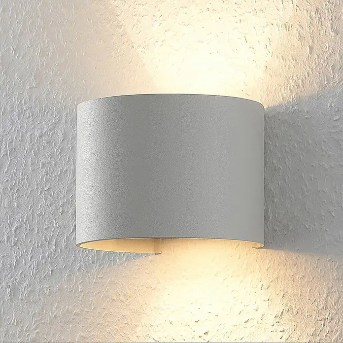 Arcchio Wandleuchte Zuzana - L x B x H: 11,2 x 13 x 9,7 cm, weiß / opal, G9 - Graue, gebogene Wandleuchte mit strukturierter Oberfläche für indirekte Up/Down-Beleuchtung.