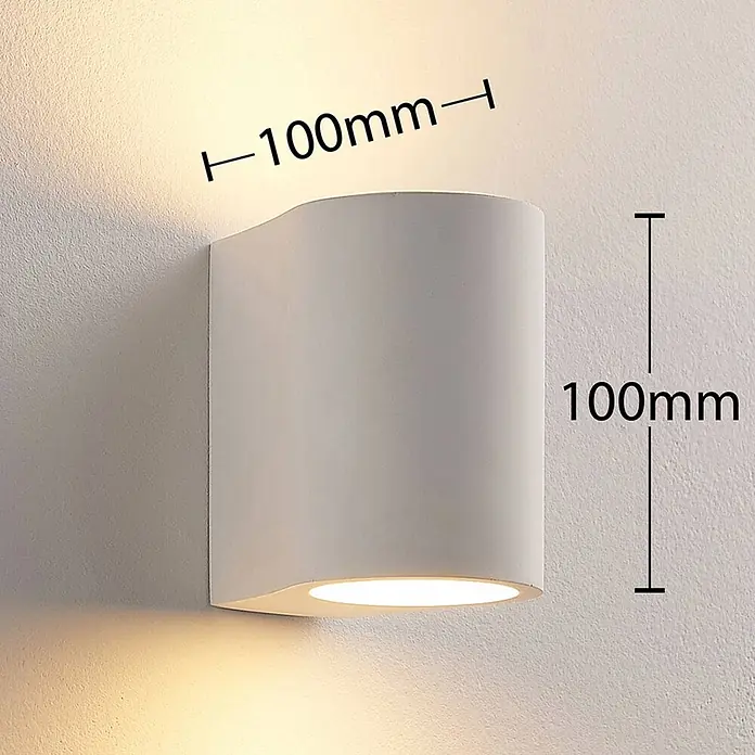 Lindby Wandleuchte Jannes - L x B x H: 10 x 7,5 x 10 cm, weiß / opal, G9 - Weiße, gebogene Wandleuchte, oben und unten leuchtend, 100mm breit und hoch.