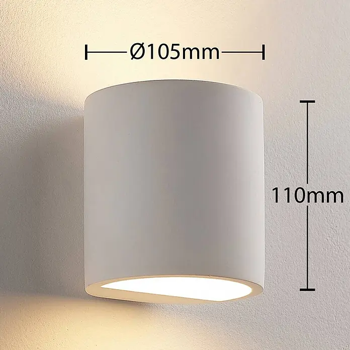 Lindby Wandleuchte Krista - L x B x H: 10 x 10,5 x 10 cm, weiß / opal, G9 - Weiße zylindrische Wandleuchte, Ø105mm, 110mm hoch, für indirektes Ober- und Unterlicht.