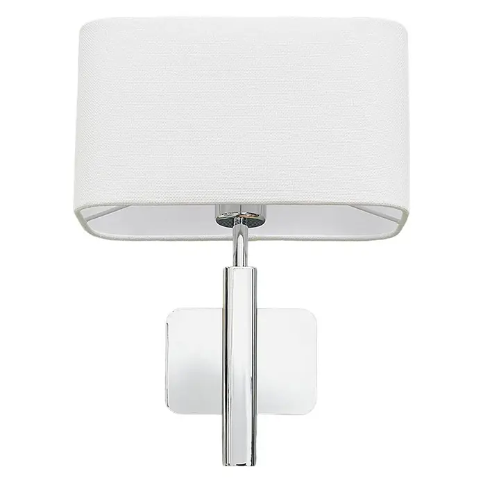 Lucande Wandleuchte Jettka - chrom / silber, E27 - Wandleuchte mit weißem rechteckigem Stoffschirm und Chrom-Metallfuß.