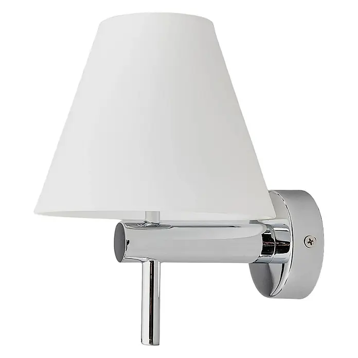 Lindby Wandleuchte Violetta - L x B x H: 15,5 x 14 x 21 cm, chrom / silber, G9 - Weiße konische Stoffschirm-Wandleuchte mit poliertem Chromfuß.