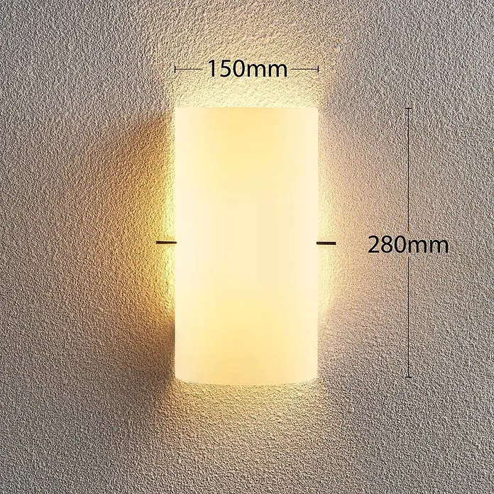 Lindby Wandleuchte Tuli - L x B x H: 7,4 x 15 x 28 cm, weiß / opal, E14 - Rechteckige Wandleuchte mit mattiertem Diffusor, 150mm breit x 280mm hoch, mit warmem Licht.