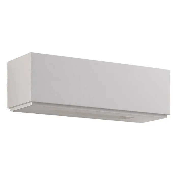 Lindby Wandleuchte Benno - L x B x H: 9 x 29 x 9 cm, weiß / opal, G9 - Weißes rechteckiges Wandleuchte aus Gips, unten offen für indirektes Licht.