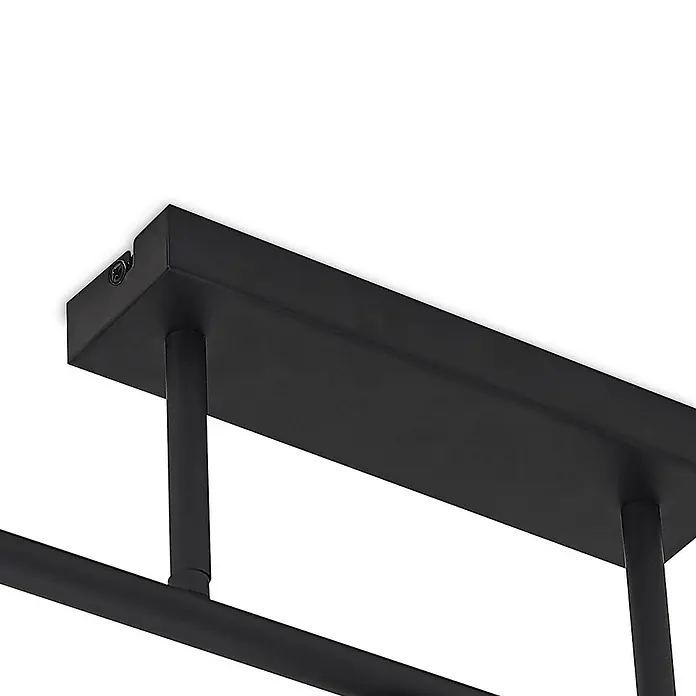 Lindby Deckenleuchte Biscala - schwarz, E14 - Schwarze, rechteckige Deckenhalterung aus Metall mit Verbindungsstangen für eine Leuchte, mit sichtbarer Schraube.