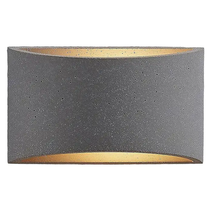 Lindby Wandleuchte Edvin - L x B x H: 8,5 x 20 x 12 cm, alu / grau / zink, G9 - Dunkelgraue, strukturierte Beton-Wandleuchte, die warmes Licht nach oben und unten abgibt.