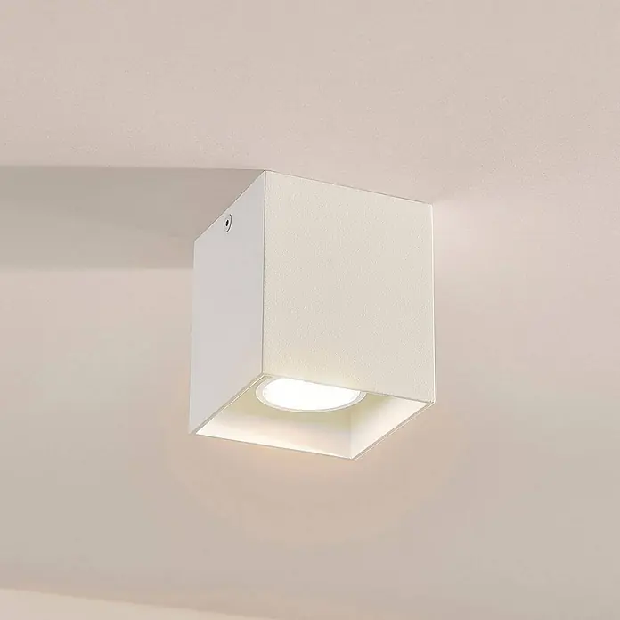 Arcchio Deckenleuchte Carson - weiß / opal, weiß / opal, GU10 - Weiße kubische Deckenanbauleuchte mit direktem Lichtaustritt.