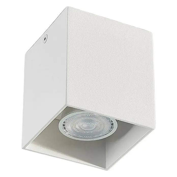 Arcchio Deckenleuchte Carson - weiß / opal, weiß / opal, GU10 - Weißer quadratischer Aufputz-Deckenstrahler mit strukturierter Oberfläche und sichtbarem Leuchtmittel.