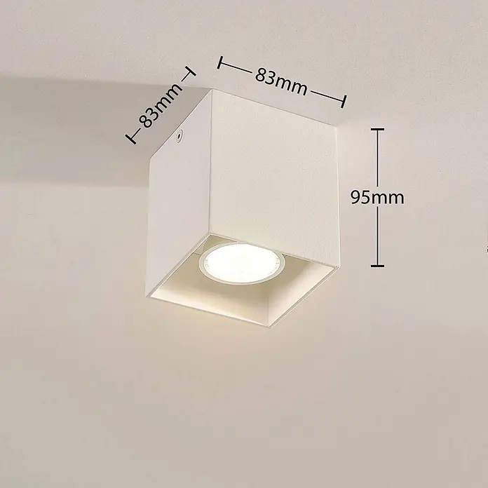 Arcchio Deckenleuchte Carson - weiß / opal, weiß / opal, GU10 - Weiße würfelförmige LED-Deckenleuchte zur Aufputzmontage, 83x83x95mm.