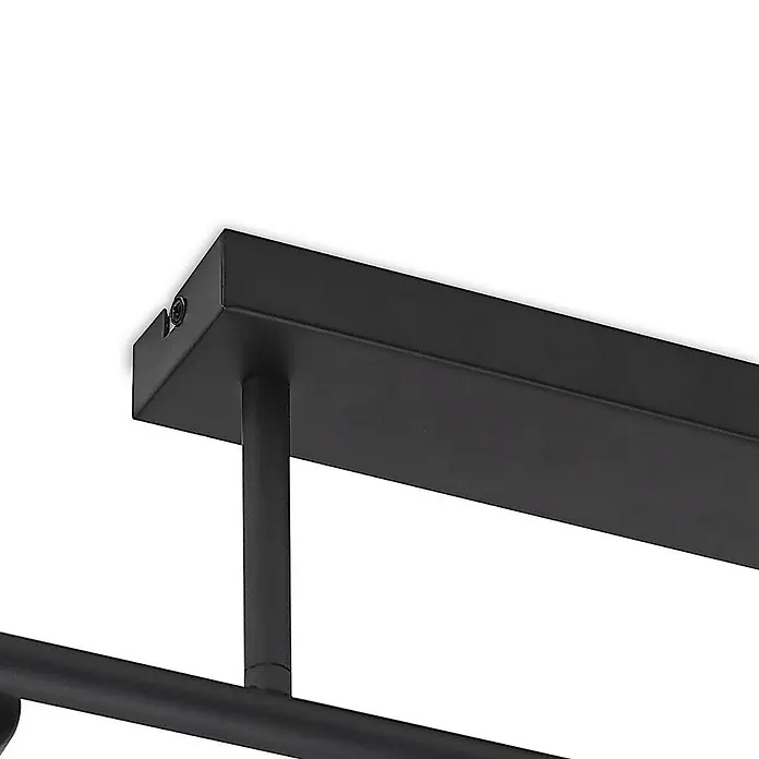 Lindby Deckenleuchte Biscala - schwarz, alu / grau / zink, E14 - Schwarze Metall-Deckenhalterung einer Leuchte mit Befestigungsschraube.