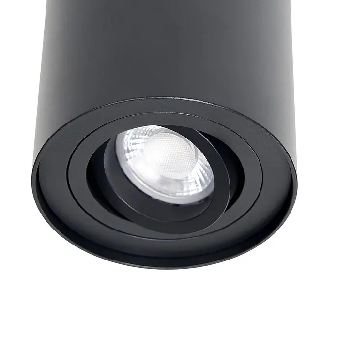 Arcchio Deckenleuchte Jolina - schwarz, GU10 - Schwarzer zylindrischer Strahler mit verstellbarer, heller weißer LED-Lichtquelle.