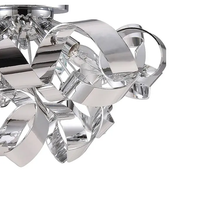 Lindby Deckenleuchte Elviro - L x B x H: 50 x 50 x 26 cm, chrom / silber, chrom / silber, E14 - Moderne Chrom-Deckenleuchte mit verschlungenem, reflektierendem Banddesign.