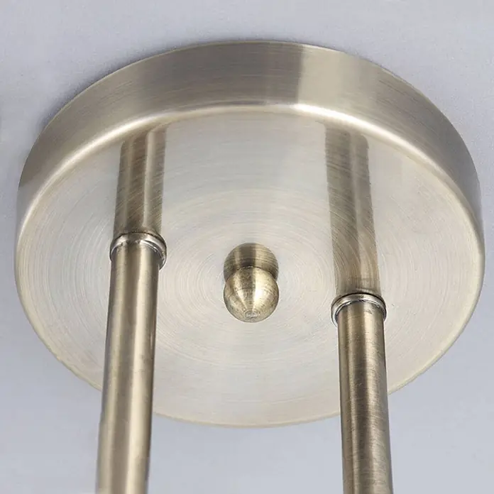Lindby Deckenleuchte Leanda - bronze / altmessing, E14 - Deckenhalterung für eine Leuchte aus antikem Messing, mit runder Platte, zwei Stützstangen und einem dekorativen Knopf.
