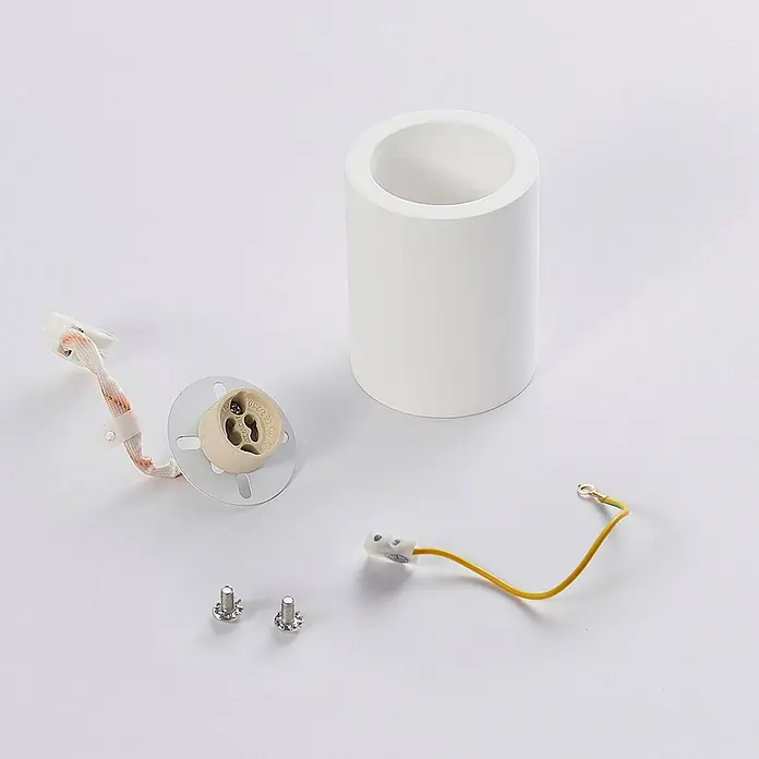 Lindby Deckenleuchte Annelies - weiß / opal, GU10 - Weißes Keramik-Leuchtengehäuse, Lampenfassung, elektrische Kabel und Schrauben zur Montage.