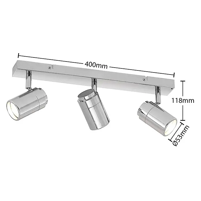 Lindby Deckenstrahler Remilan - chrom / silber, chrom / silber, GU10 - Verchromte Dreifach-Spotleuchte mit verstellbaren zylindrischen Köpfen.