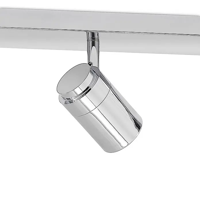 Lindby Deckenstrahler Remilan - chrom / silber, chrom / silber, GU10 - Verstellbarer, verchromter Strahler an einer rechteckigen Schiene.