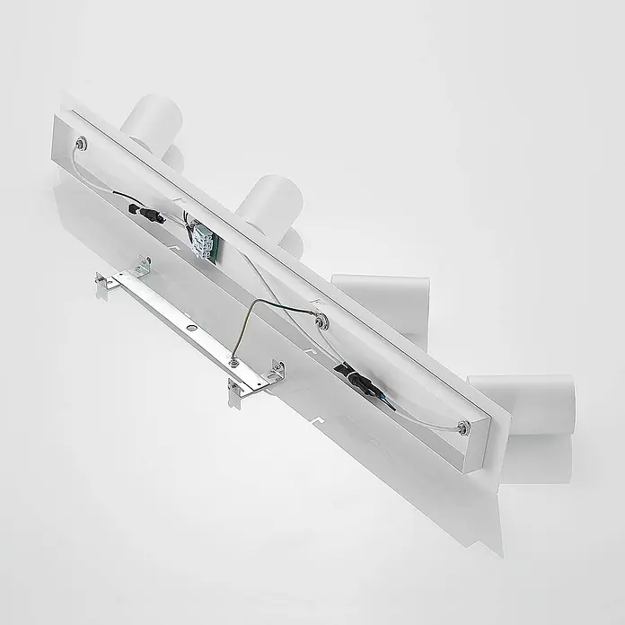 Lindby Deckenstrahler Joffrey - weiß / opal, weiß / opal, GU10 - Weiße Beleuchtung mit sichtbarer Innenverkabelung und Metallmontagebügel, mit drei zylindrischen Lichtquellen.
