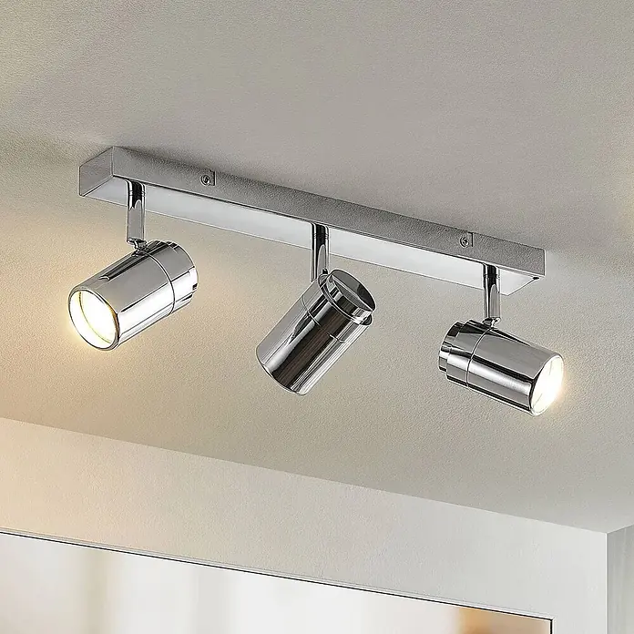 Lindby Deckenstrahler Remilan - chrom / silber, chrom / silber, GU10 - Dreiflammiger Deckenstrahler aus Chrom mit verstellbaren Köpfen.