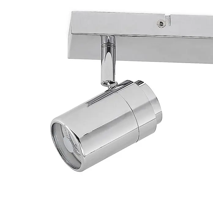 Lindby Deckenstrahler Remilan - chrom / silber, chrom / silber, GU10 - Verchromter, verstellbarer Strahler an einer rechteckigen Montageschiene.