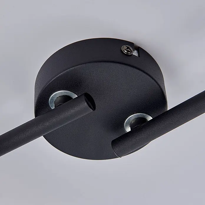 Lindby Deckenstrahler Julin - L x B x H: 85 x 11 x 19,5 cm, schwarz, schwarz, E14 - Mattschwarzer runder Deckenleuchtenfuß mit zwei hervorstehenden Rohrarmen.