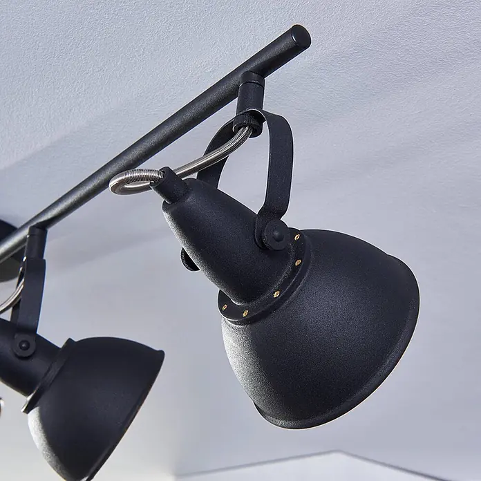 Lindby Deckenstrahler Julin - L x B x H: 85 x 11 x 19,5 cm, schwarz, schwarz, E14 - Mattschwarze Metall-Stromschienenleuchte mit zwei verstellbaren Strahlern.