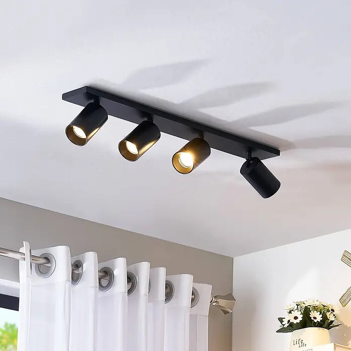 Arcchio Deckenstrahler Brinja - schwarz, schwarz, GU10 - Schwarze Deckenleuchte mit vier verstellbaren Strahlern an der Decke.