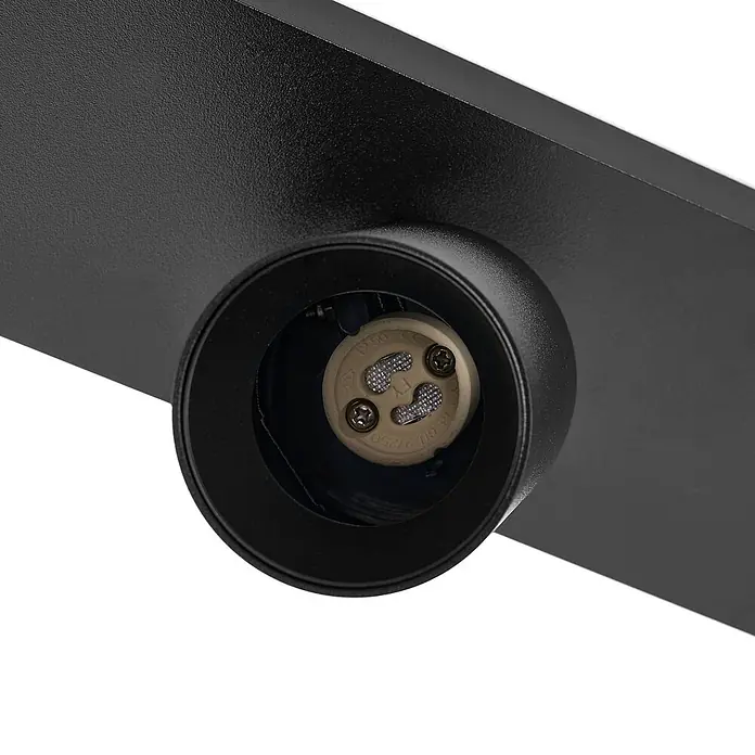 Arcchio Deckenstrahler Brinja - schwarz, schwarz, GU10 - Schwarze, rechteckige Leuchte mit texturierter Oberfläche, zeigt eine integrierte GU10-Lampenfassung.