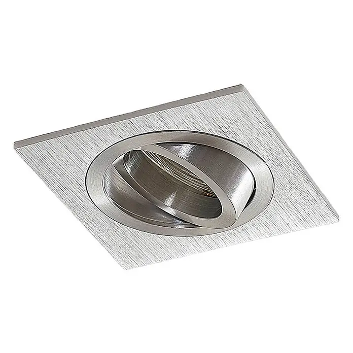 Arcchio Deckenstrahler Sophia - alu / grau / zink, alu / grau / zink, GU10 - Quadratischer Einbaustrahler aus gebürstetem Metall mit schwenkbarem Innenring.