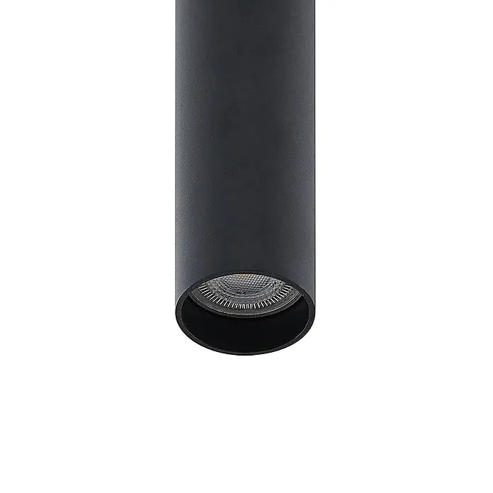Prios Pendelleuchte Neliyah - L x B x H: 5,6 x 5,6 x 25 cm, schwarz, sandSchwarz, GU10 - Schwarzer zylindrischer Strahler mit texturierter Lichtquelle.