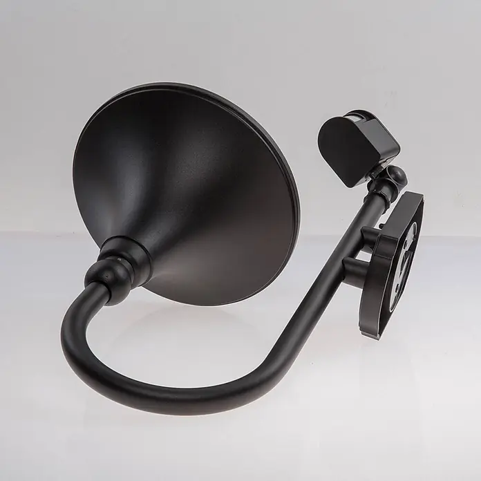 Lindby Außenwandleuchte Daphne - 35,5 x 24,5 x 44,2 cm, schwarz, schwarz, IP44 - Mattschwarze Wandleuchte mit glockenförmigem Schirm und Bewegungssensor auf einem geschwungenen Arm.