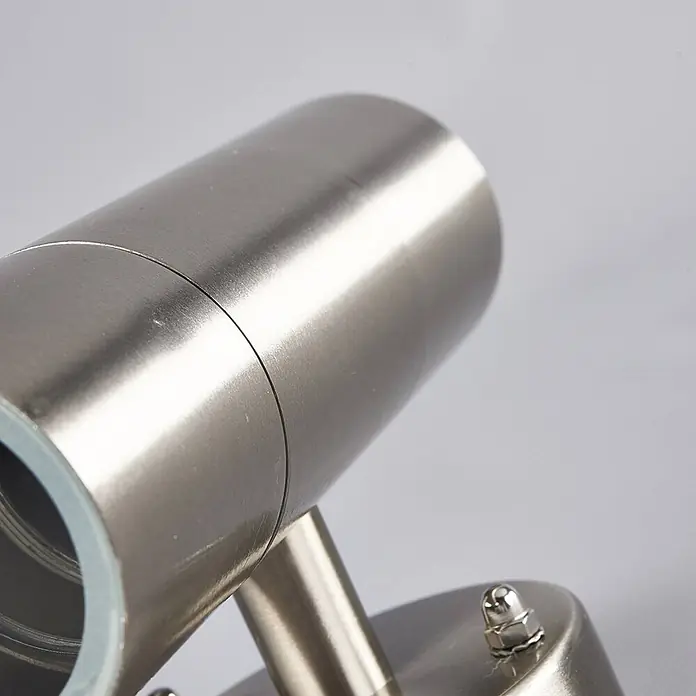Lindby Außenwandleuchte Hakan - alu / grau / zink, alu / grau / zink, IP44 - Zylindrische Wandleuchte aus gebürstetem Metall mit verstellbarem Kopf.
