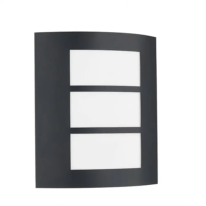 Lindby Außenwandleuchte Vimal - 9,5 x 23 x 26 cm, schwarz, schwarz, IP44 - Anthrazitfarbene Wandleuchte mit drei rechteckigen weißen Lichtpaneelen.