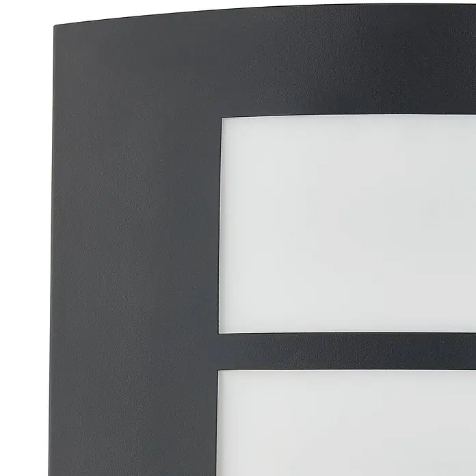 Lindby Außenwandleuchte Vimal - 9,5 x 23 x 26 cm, schwarz, schwarz, IP44 - Dunkelgraue, texturierte Wandleuchte mit weißen rechteckigen Diffusoren.