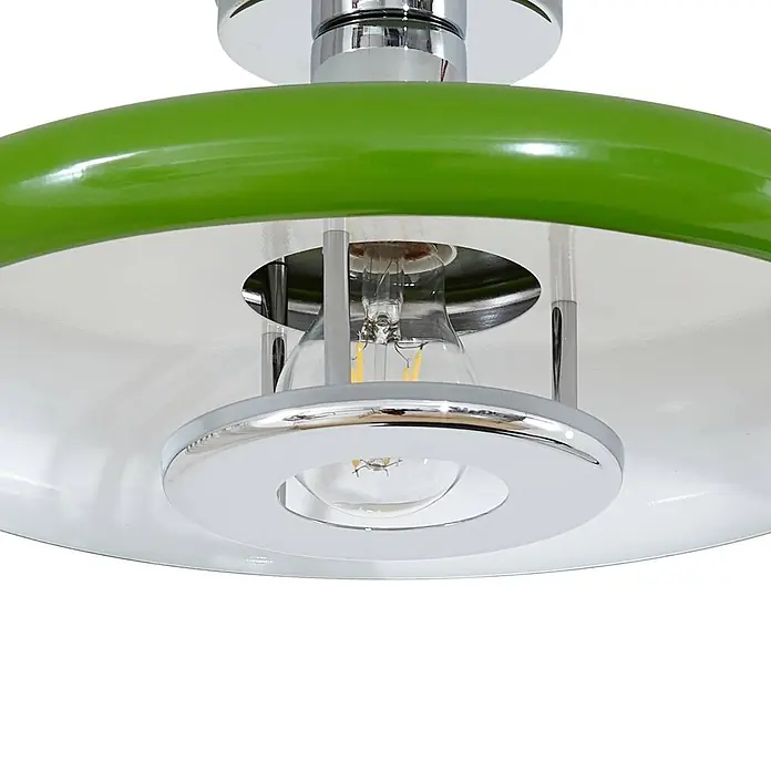 Lindby Deckenleuchte Branford - grün, E27 - Grüne und verchromte Deckenleuchte mit sichtbarer LED-Birne.