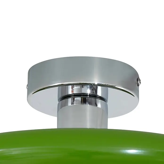 Lindby Deckenleuchte Branford - grün, E27 - Grüne Leuchte mit einer polierten Chrom-Deckenrosette und Stange.