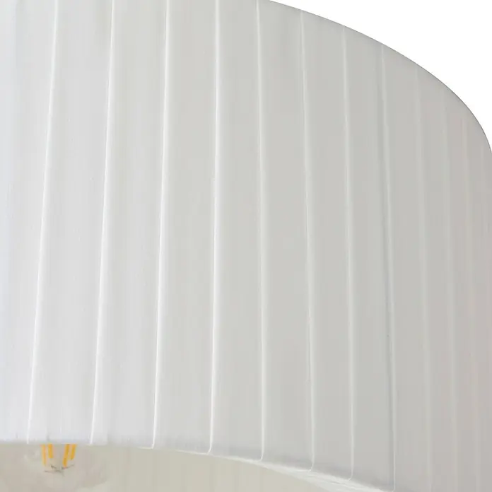 Lindby Deckenlampe in weiß, Deckenleuchte rund -  - Weißer plissierter Lampenschirm aus Stoff, leicht transparent, mit einem Hauch einer Glühbirne.