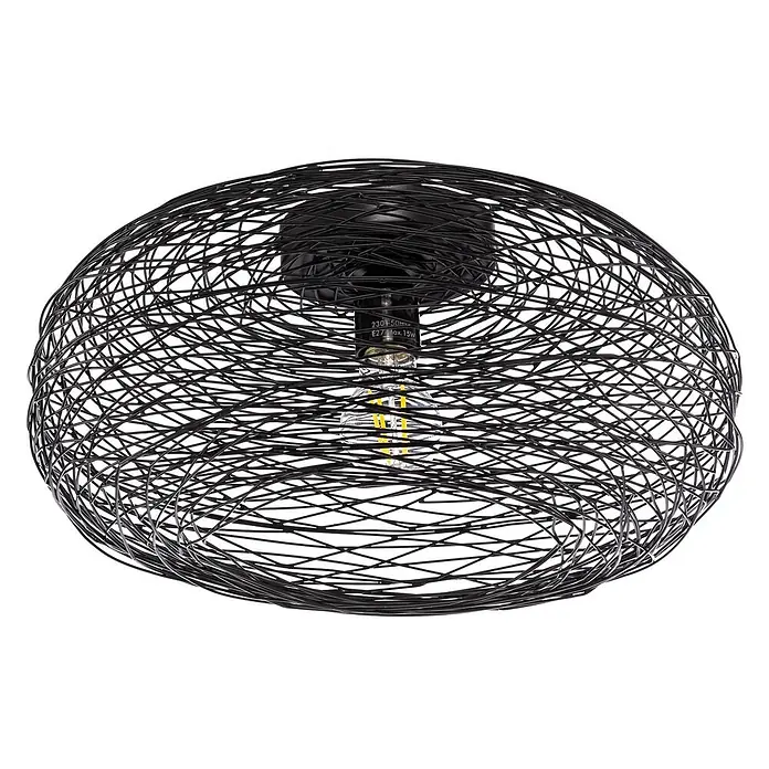 Lindby Deckenlampe in schwarz, Deckenleuchte -  - Schwarze kugelförmige Deckenleuchte aus Drahtgeflecht mit sichtbarer Glühbirne.
