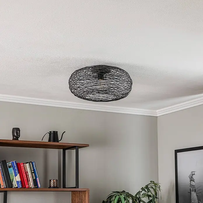 Lindby Deckenlampe in schwarz, Deckenleuchte -  - Schwarze Deckenleuchte aus Drahtgeflecht.