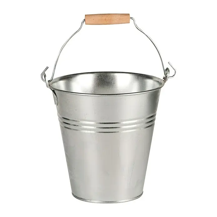 Cubo metálico Amaro - 3,2 l - Cubo metálico con mango de madera.
