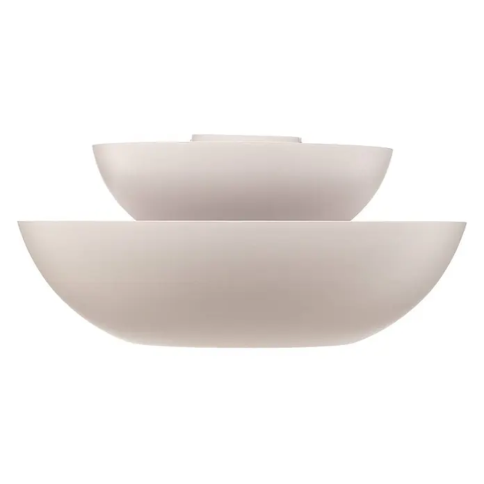 Lucande Deckenleuchte Kellina - L x B x H: 48 x 48 x 22 cm, weiß / opal, weiß / opal, E27 - Zwei matte weiße Schüsseln, eine größer, eine kleiner, zur platzsparenden Aufbewahrung.