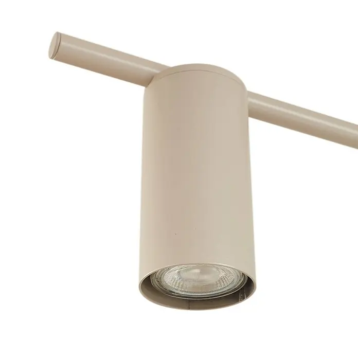 Lindby Deckenleuchte Marilou - creme / amber, creme / amber, GU10 - Beige zylindrische Schienenleuchte mit sichtbarer Glühbirne, an passender Schiene montiert.