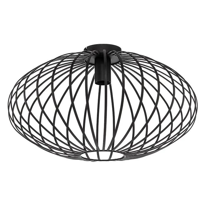 Lindby Deckenleuchte Maivi - L x B x H: 50 x 50 x 28,5 cm, schwarz, E27 - Schwarze Deckenleuchte aus Metallgeflecht in offener Ovalform.