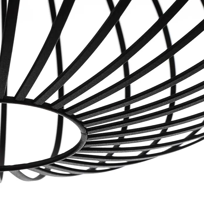 Lindby Deckenleuchte Maivi - L x B x H: 50 x 50 x 28,5 cm, schwarz, E27 - Schwarzer Metallkorb mit gebogenen Parallelstreben.