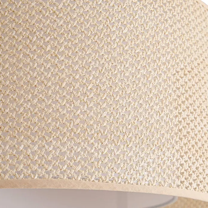 Lindby Deckenleuchte Soula - creme / amber, E27 - Beiger Lampenschirm mit gewebter Naturfasertextur.