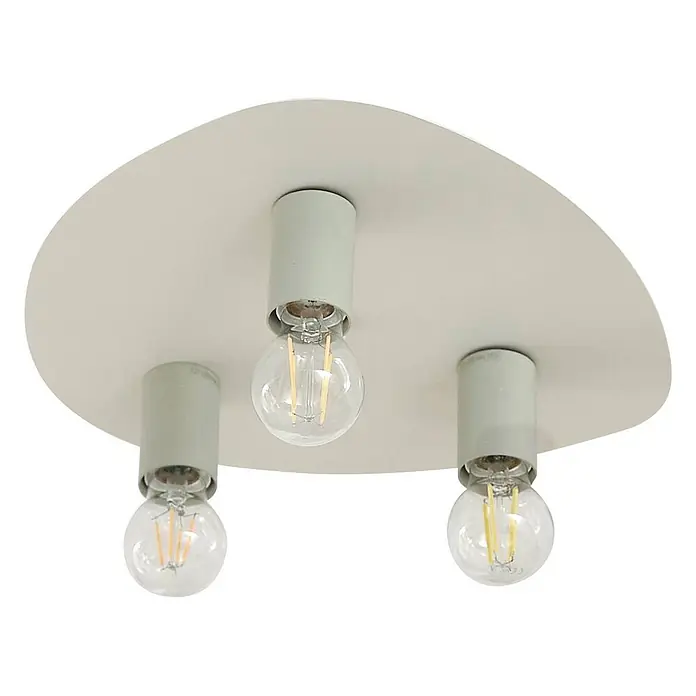Lindby Deckenlampe in beige, hellgrün, Deckenleuchte -  - Organisch geformte, hellgraue Deckenleuchte aus Metall mit drei zylindrischen Fassungen und klaren LED-Glühlampen.