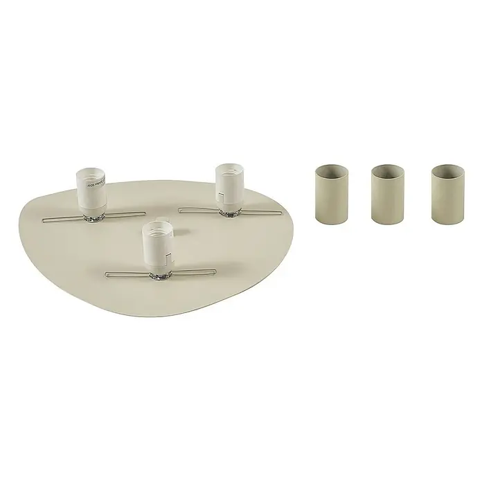 Lindby Deckenlampe in beige, hellgrün, Deckenleuchte -  - Cremefarbene Deckenleuchtenbasis mit drei weißen Glühlampenfassungen und drei passenden zylindrischen Abdeckungen.
