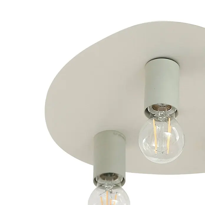 Lindby Deckenlampe in beige, hellgrün, Deckenleuchte -  - Hellgraue zweiflammige Deckenleuchte mit runder Basis und sichtbaren LED-Glühlampen.