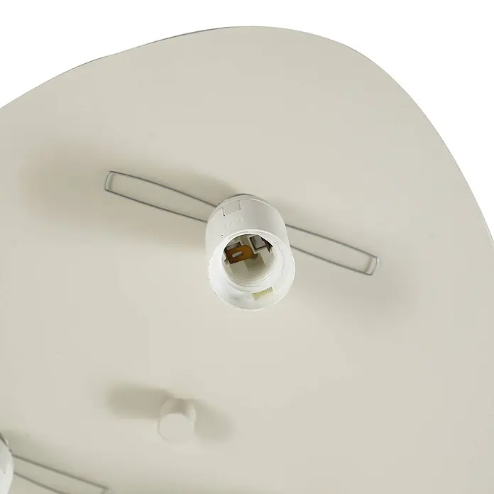 Lindby Deckenlampe in beige, hellgrün, Deckenleuchte -  - Weiße Lampenfassung und Metallstützen auf einem hellen, gekrümmten Leuchtenfuß.