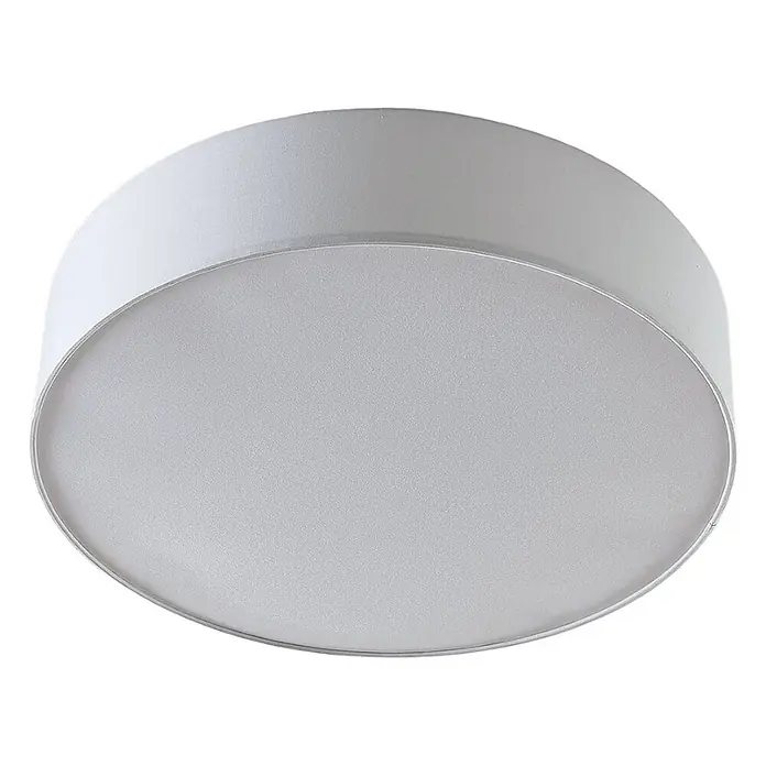 Lindby Deckenleuchte Gordana - L x B x H: 57 x 57 x 15 cm, weiß / opal, E27 - Runde weiße/silberne LED-Deckenleuchte mit mattierter Abdeckung.