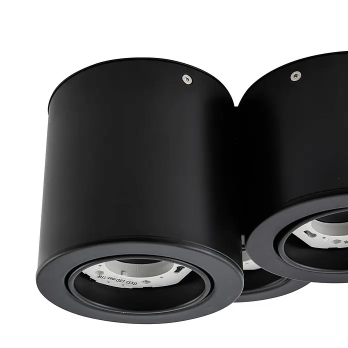 Lindby Deckenlampe in schwarz matt, Deckenleuchte -  - Mattschwarze zylindrische Doppel-Deckenleuchte mit GX53 LED max. 11W Fassungen.