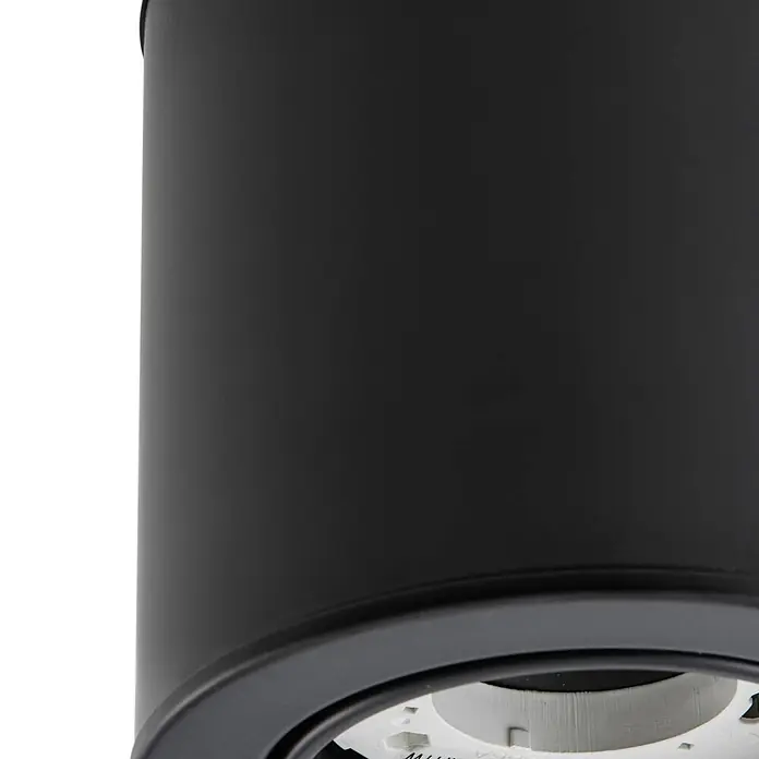 Lindby Deckenlampe in schwarz matt, Deckenleuchte -  - Matt schwarzes zylindrisches Leuchtengehäuse mit sichtbarer weißer Innenfassung an der Basis.